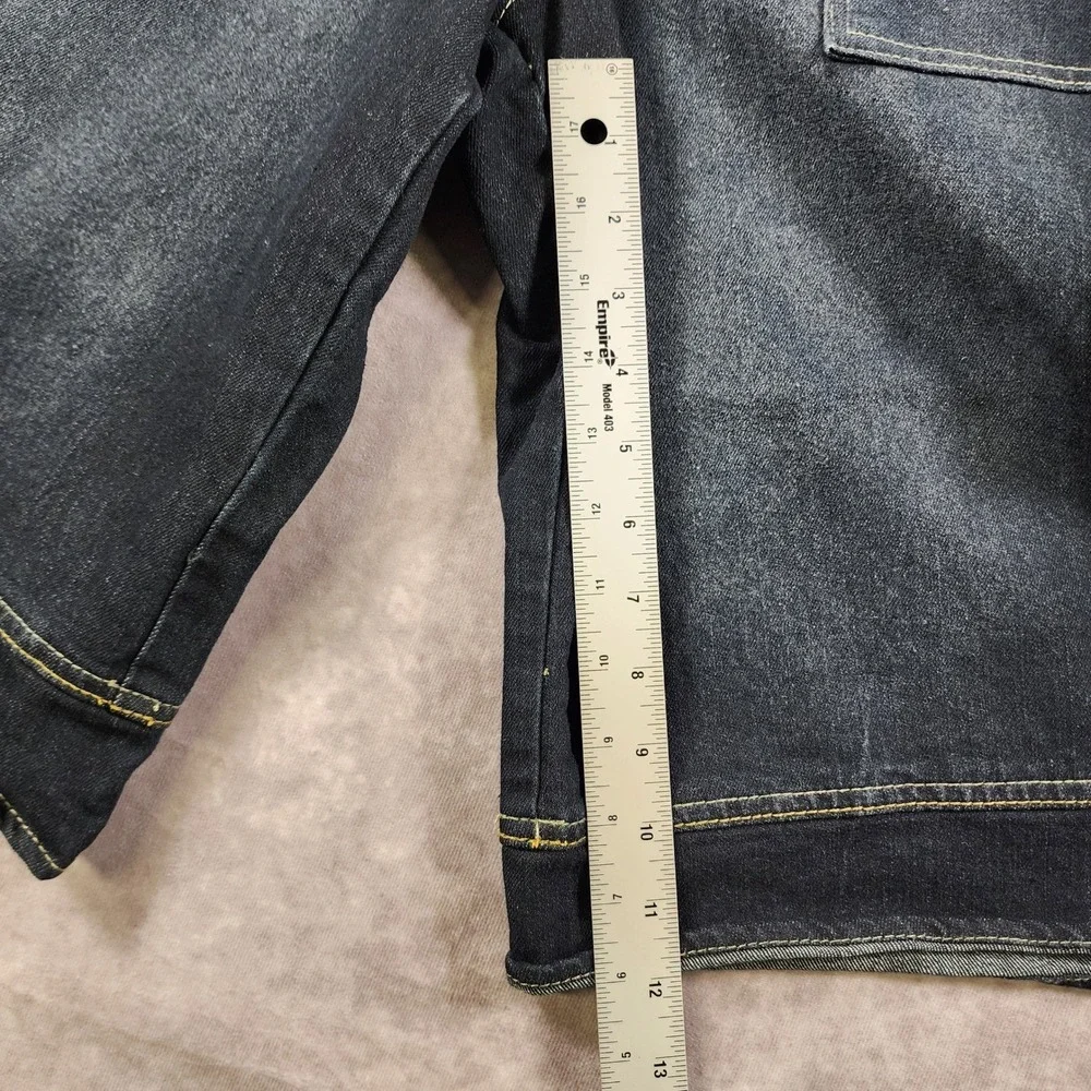Y2K Dereon 9/10 Dark Wash Denim Cargo Bermuda Jorts Fleur de Lis Studded Wide